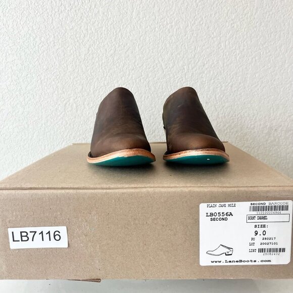 Lane Plain Jane Mule Womens 9 Brown Leather Cowboy Boots Short Western Cowgirl - Picture 12 of 13